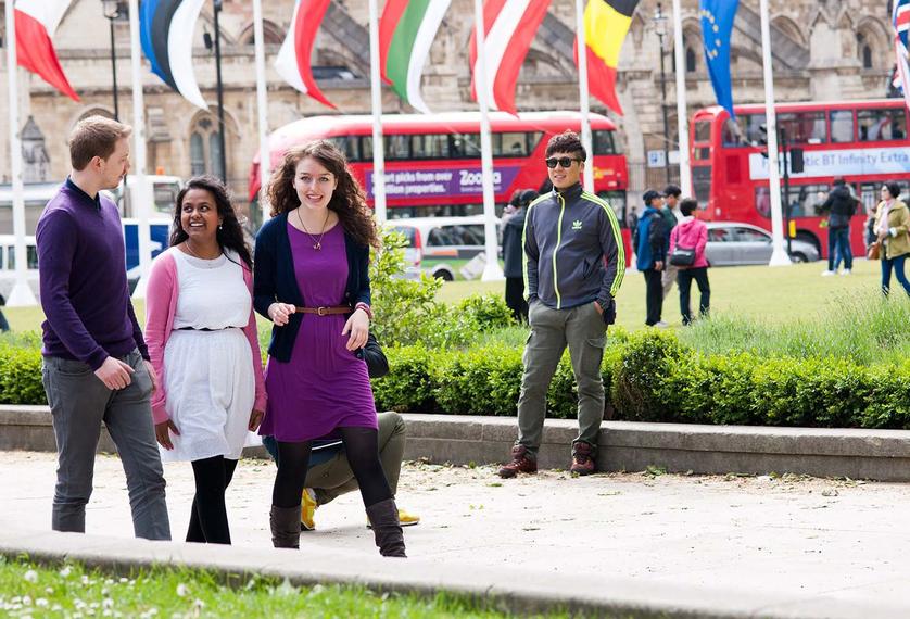 Middlesex students walking through London
