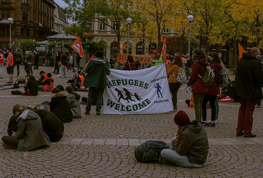 Protest against racism in the police in October 2000 in Germany