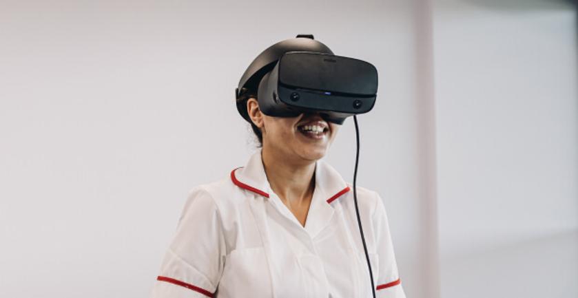 Student in VR headset