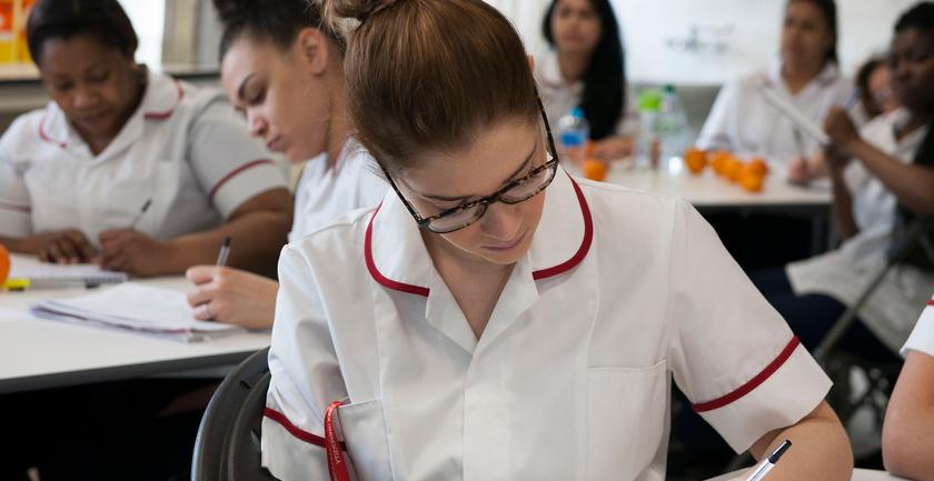 nurses study in classroom