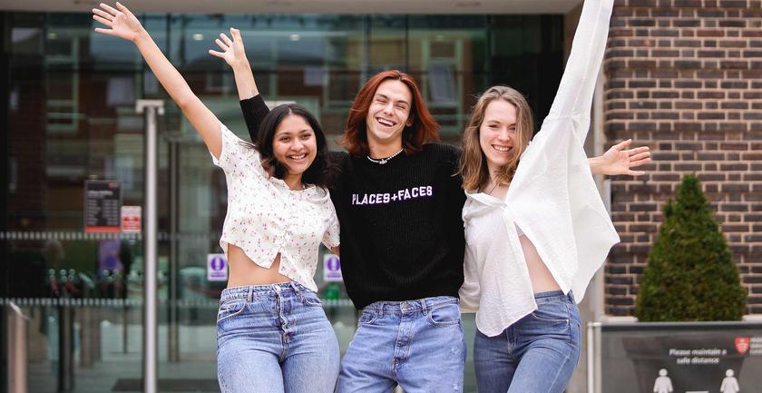 Group of students on campus at open day