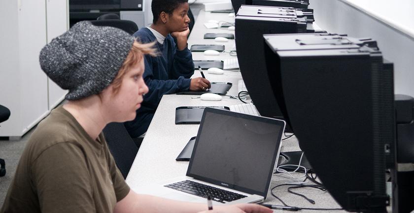 Students on computers