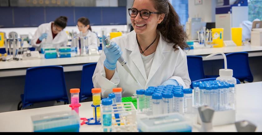 A student in the lab