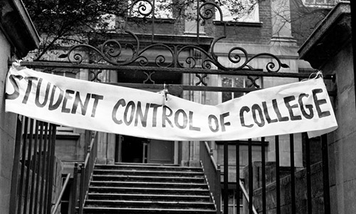 Credit: Associated Press / Alamy Stock Photo. A banner, reading 