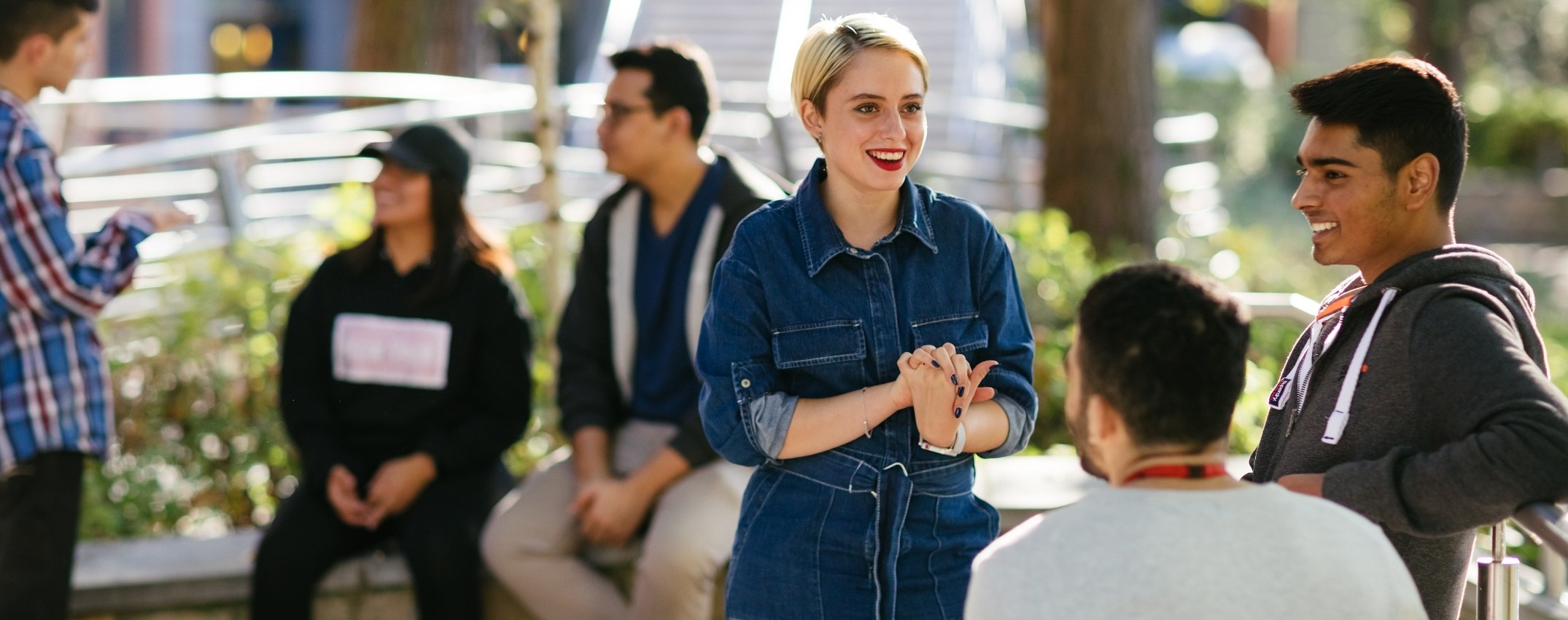 Students chatting in a communal space
