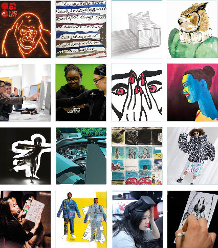 A collage of images of Arts and Creative student's work
