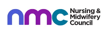 Purple and blue logo for the Nursing and Midwifery Council
