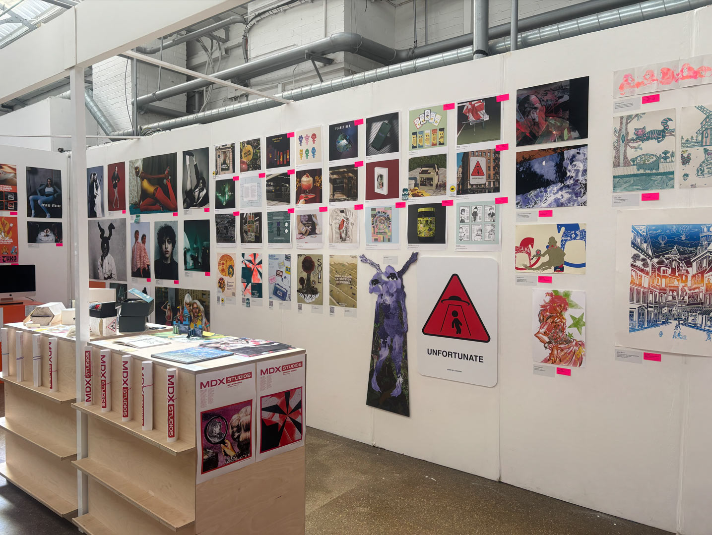 Student work being displayed at a creative festival