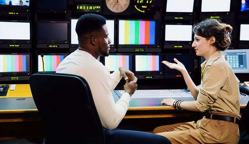 Film students in studio
