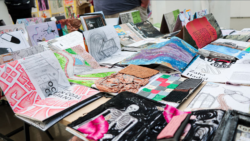 Display of students' artwork.