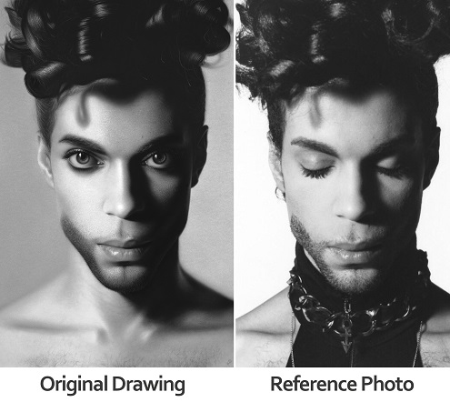 MDX art student honoring the 4th anniversary of the Prince's demise with a drawing.
