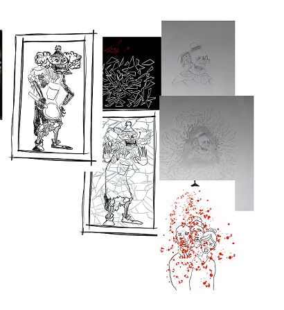 Clown drawings by students