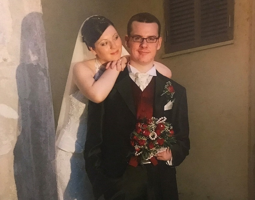 Mia pictured with her husband at her wedding