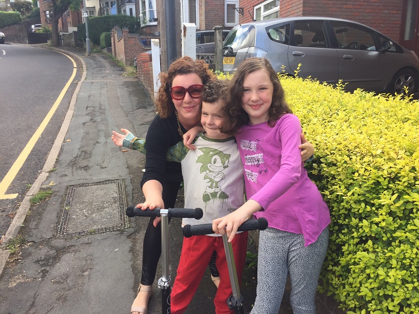 Mia with her kids