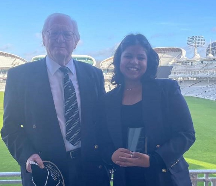 Chair of the MCoA Rod Croucher with Adithi Banerjee