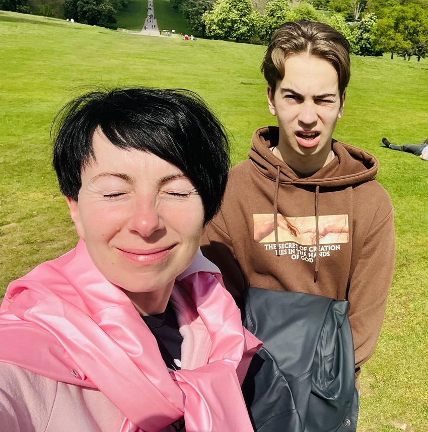 Iryna Mushtina with her son