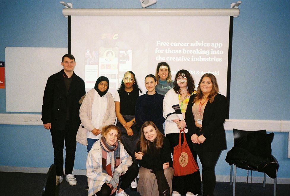 A Group photo of Mdx students with Kadisha
