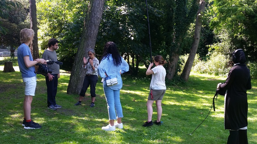 Film school students in action