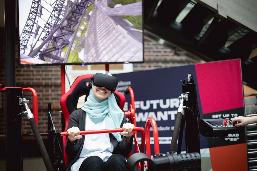 A student with a VR set- Stem Fest