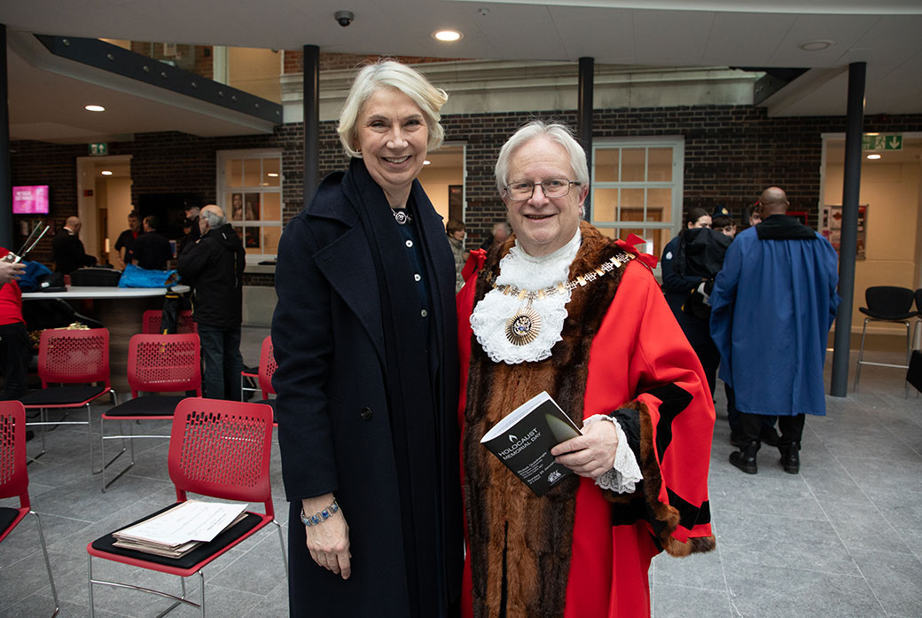 A mayor and vice chancellor at a memorial event