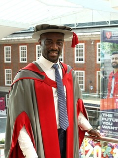 Tim Campbell from BBC's the apprentice in his graduation gown
