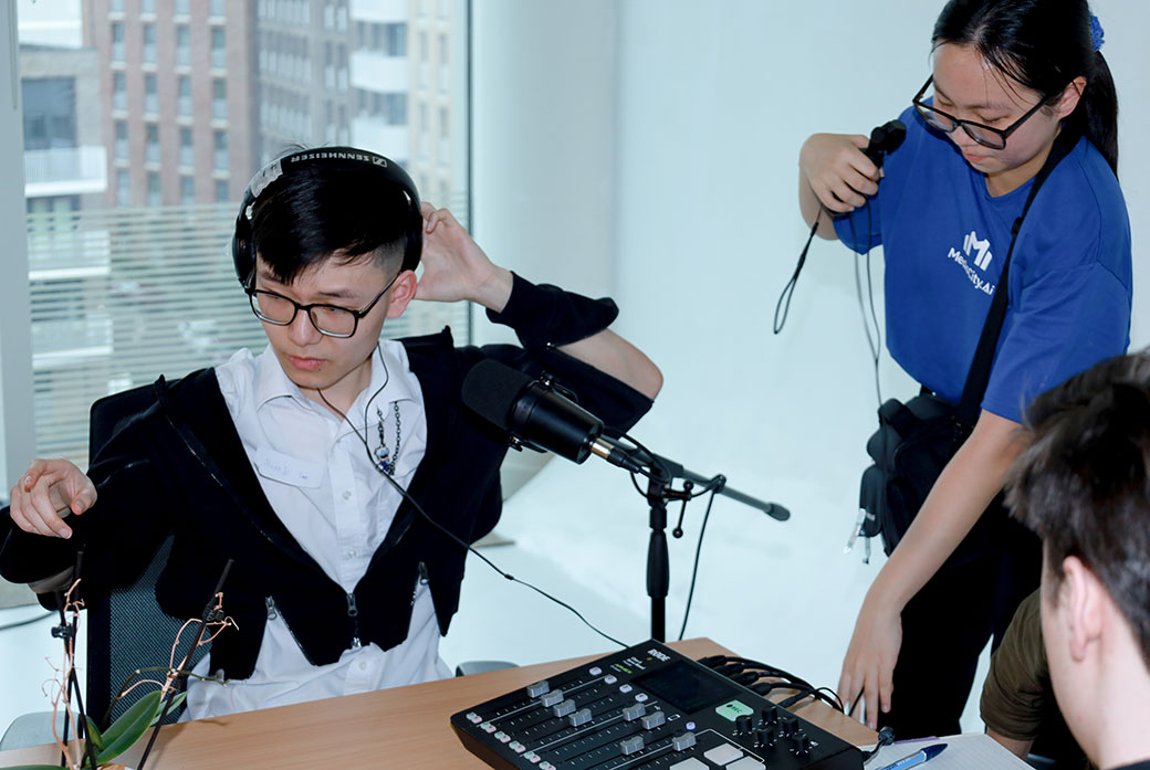 Students in sound studio