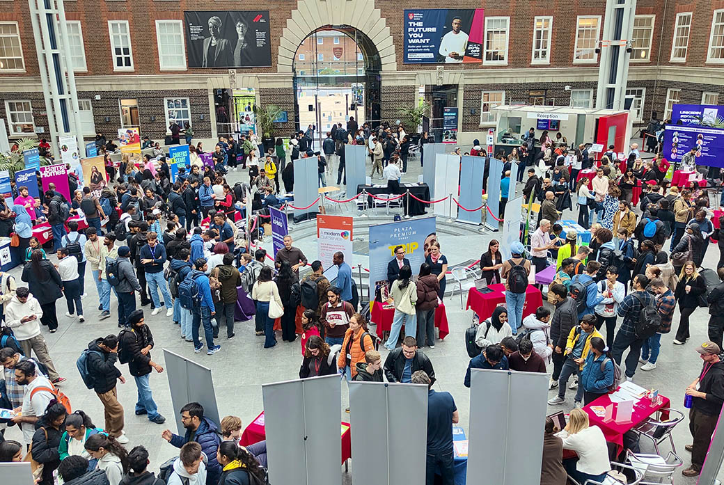 Crowd of students at university