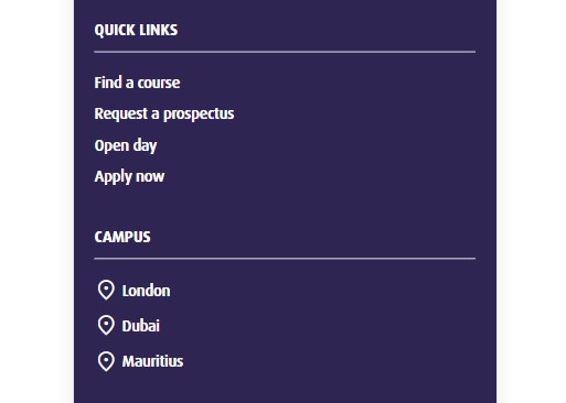 Screenshot showing the campus menu in the mobile menu