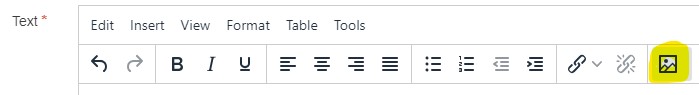 Screenshot showing the Insert from Media icon on the TinyMCE toolbar