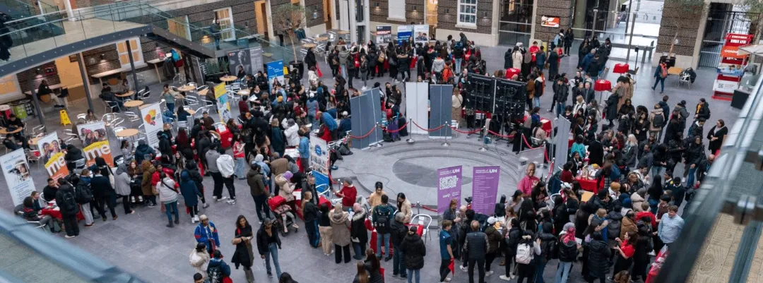 Shot of busy event in Middlesex quad