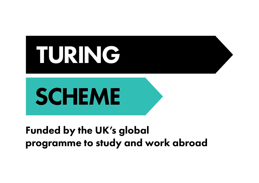 Logo for Turing Scheme beneficiaries, aligned in RGB color mode, 72 dpi, transparent background, digital format.