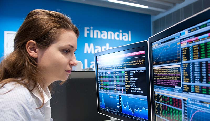 Student using financial systems.